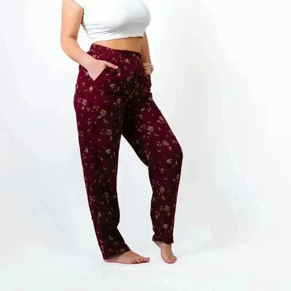 WOOLRICH Mulberry Maroon Floral Dress Pants - Picture 2 of 6